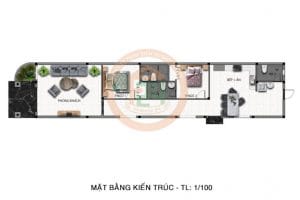 mặt cắt ngang của bản vẽ thiết kế nhà phố