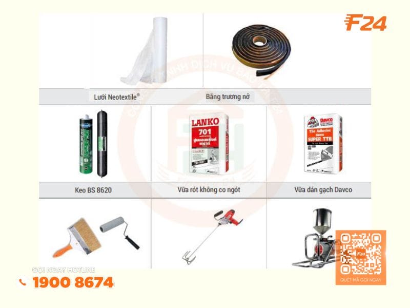 Chuẩn bị các vật liệu để chống thấm Chuẩn bị các vật liệu để chống thấm