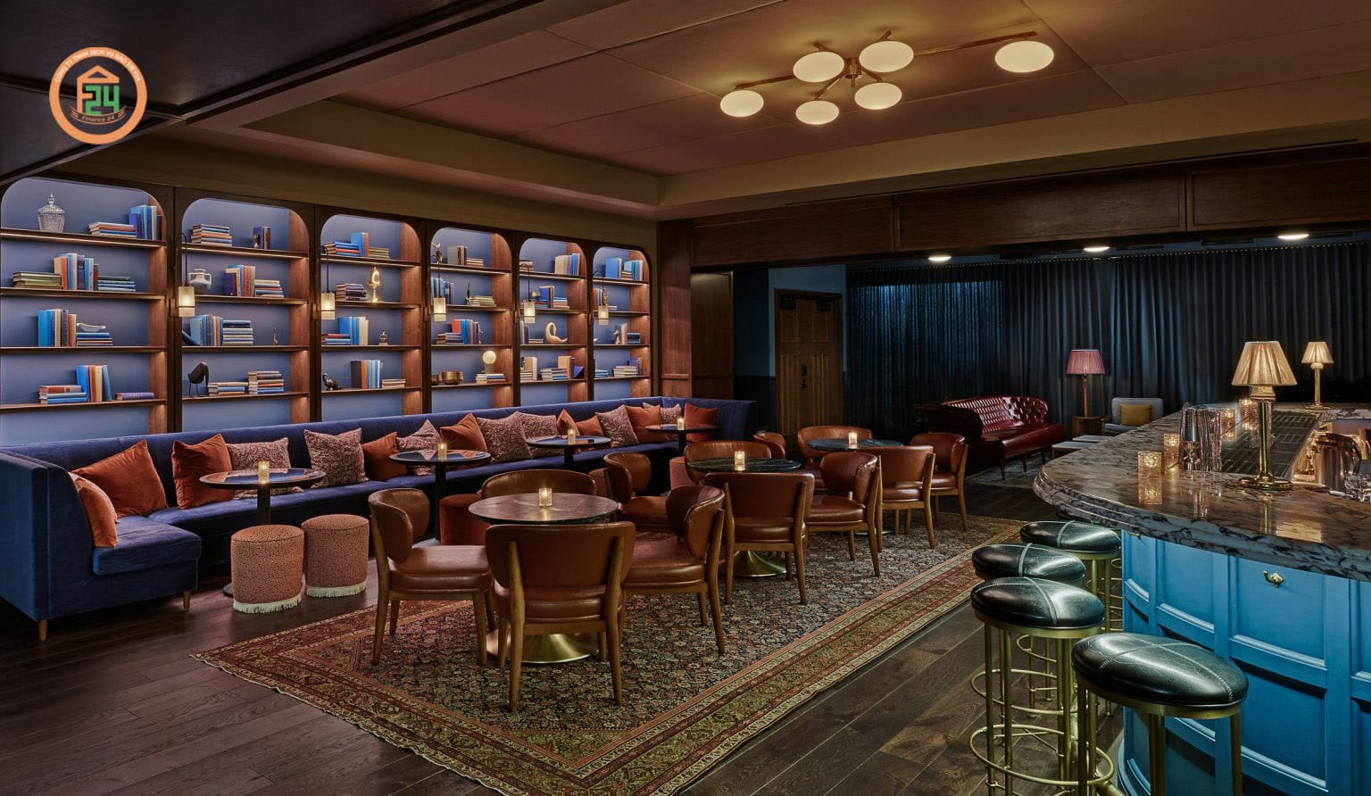 Thiết kế nội thất nh&agrave; h&agrave;ng kết hợp với &aacute;nh s&aacute;ng lung linh, huyền ảo