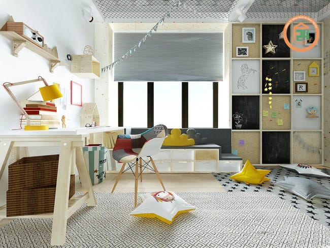 Thiết kế nội thất ph&ograve;ng ngủ trẻ em theo phong c&aacute;ch hiện đại