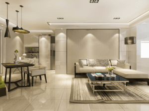 Phòng khách liên thông phòng ăn