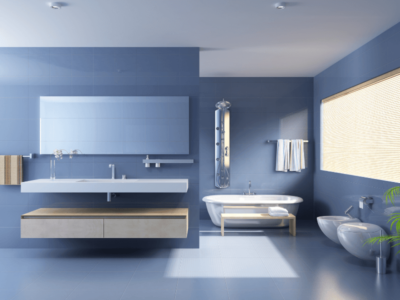 Những mẫu nội thất phòng tắm đẹp cùng gam màu xanh biển 6 nha tam xanh duong