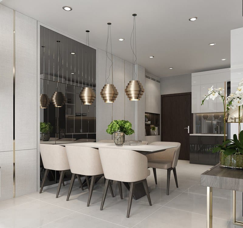 thiết kế nh&agrave; bếp liền kề ph&ograve;ng kh&aacute;ch