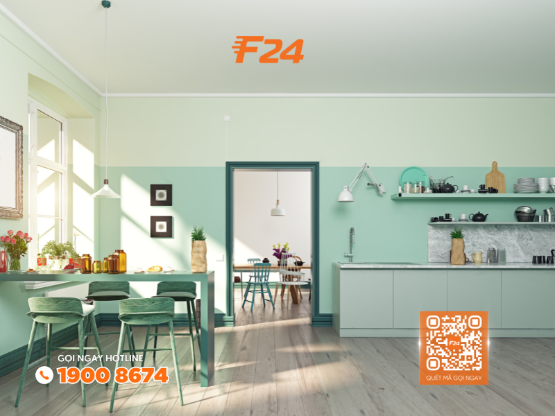 Cùng màu pastel tạo không gian nội thất chung cư 2 phòng ngủ 8 Mẫu nội thất chung cư 2PN với màu Xanh pastel