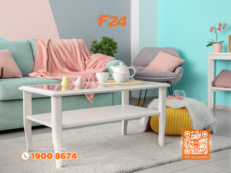 Mẫu bàn ghế phòng khách nội thất chung cư 2 PN được điểm nhấn với màu pastel Nội thất chung cư 2 PN được điểm nhấn với màu pastel