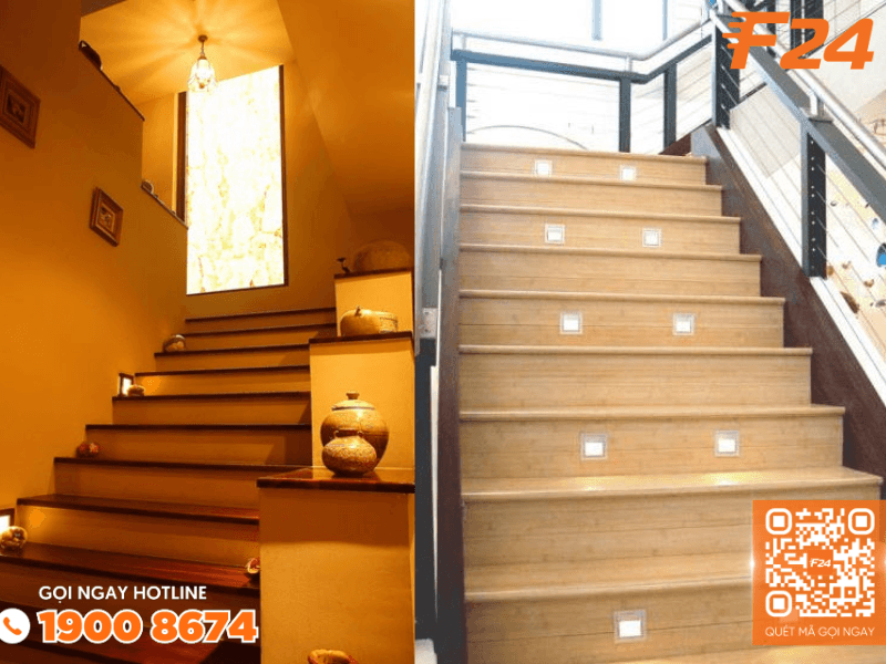 Đ&egrave;n led chiếu s&aacute;ng cầu thang