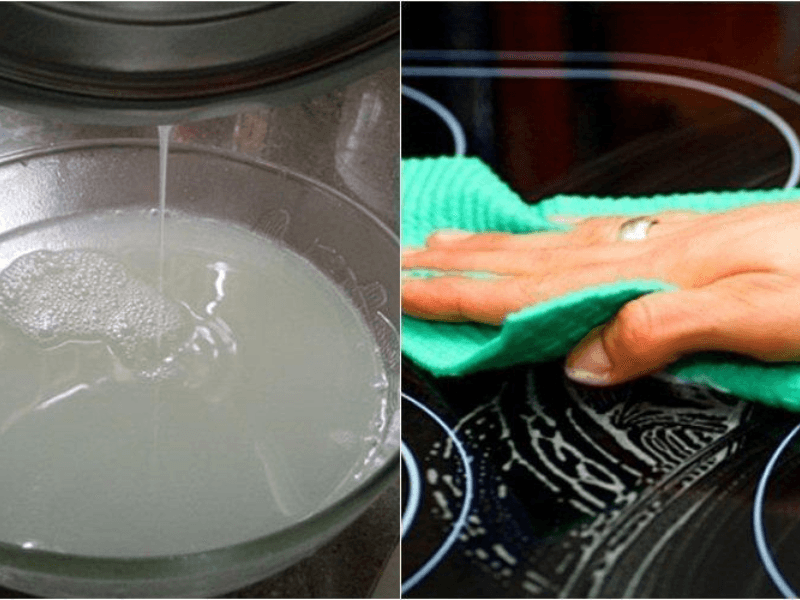 Nước cơm s&ocirc;i để tẩy vết dầu mỡ