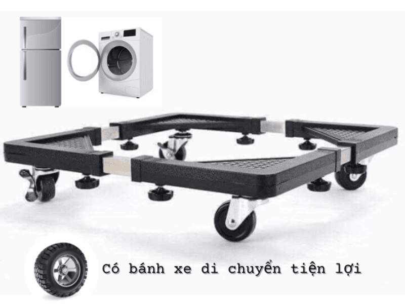 Ch&acirc;n k&ecirc; m&aacute;y giặt inox đa năng c&oacute; b&aacute;nh xe