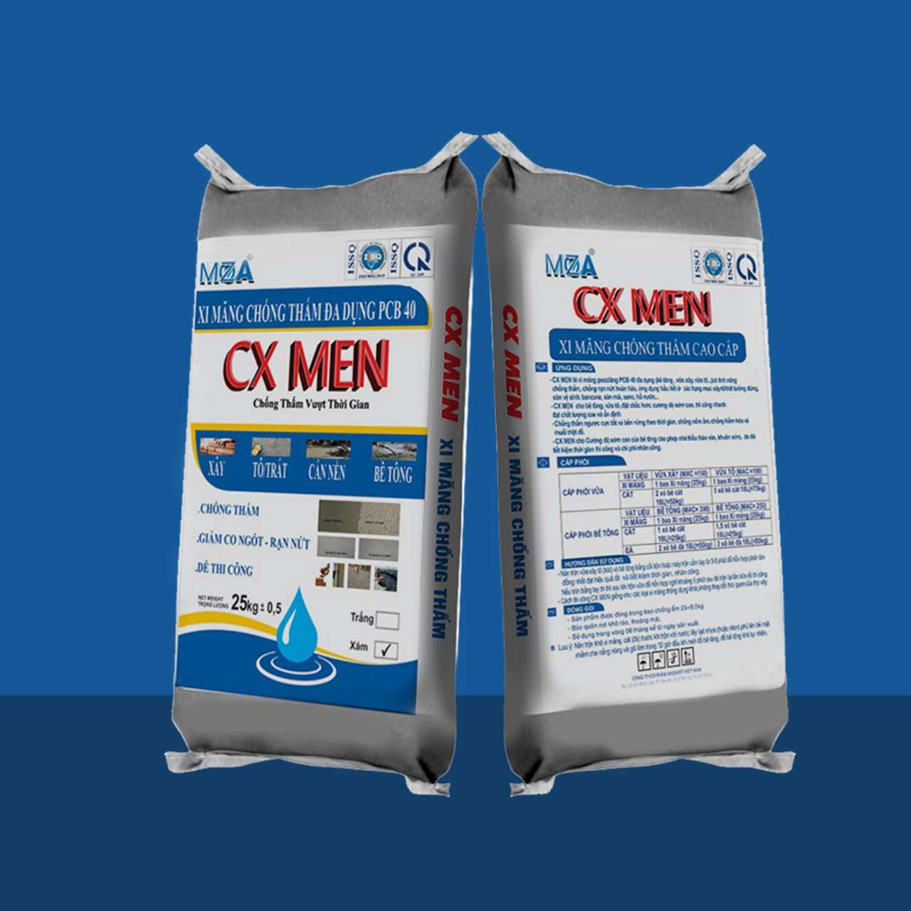 Đây là dòng xi măng chống thấm phổ biến cho sân thượng Xi Mang Chong Tham CX Men 1