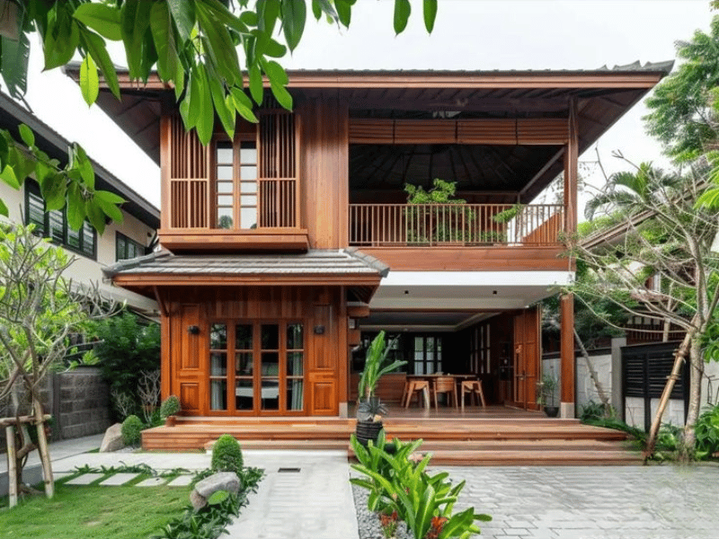 Top 5 mẫu nhà gỗ nhỏ đẹp được ưa chuộng  2 Mau nha go mini nho dep 2 tang