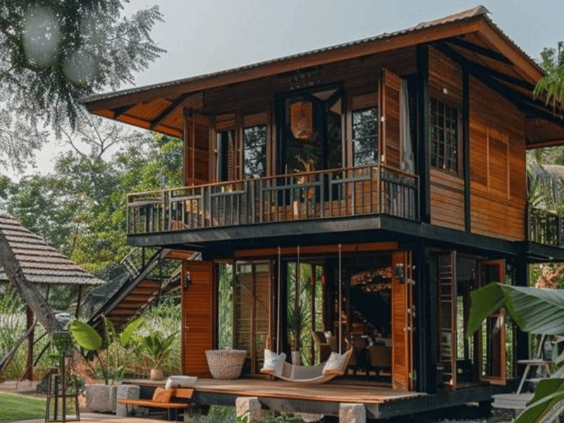 Top 5 mẫu nhà gỗ nhỏ đẹp được ưa chuộng  3 Mau nha go mini nho dep 2 tang 1