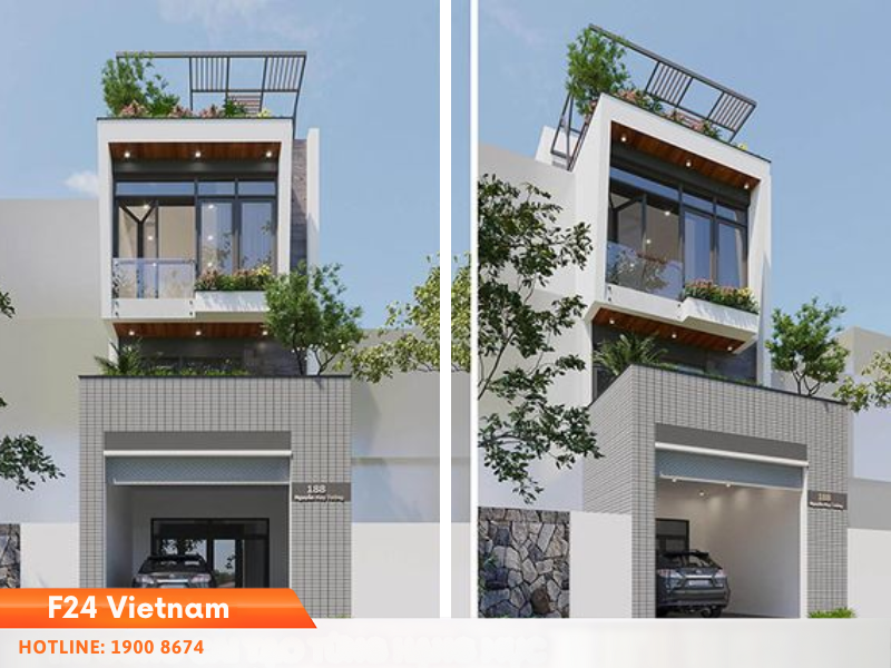 Mẫu nhà ống 2 tầng kết hợp sân vườn (Nguồn: Internet) Mẫu nhà ống 2 tầng kết hợp sân vườn