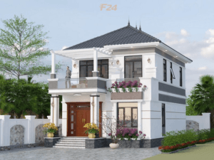 Mẫu nhà vườn 2 tầng đẹp xây dựng ở nông thôn