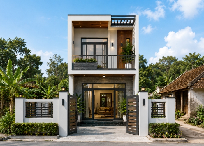 Mẫu nhà ống 2 tầng đẹp ở nông thôn, tiết kiệm chi phí 1 Mẫu nhà ống 2 tầng đẹp ở nông thôn