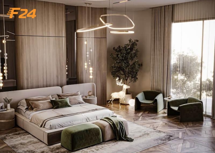Bố trí cây xanh trong phòng ngủ ở vị trí dễ đón ánh sáng tự nhiên cây xanh trong phòng ngủ master