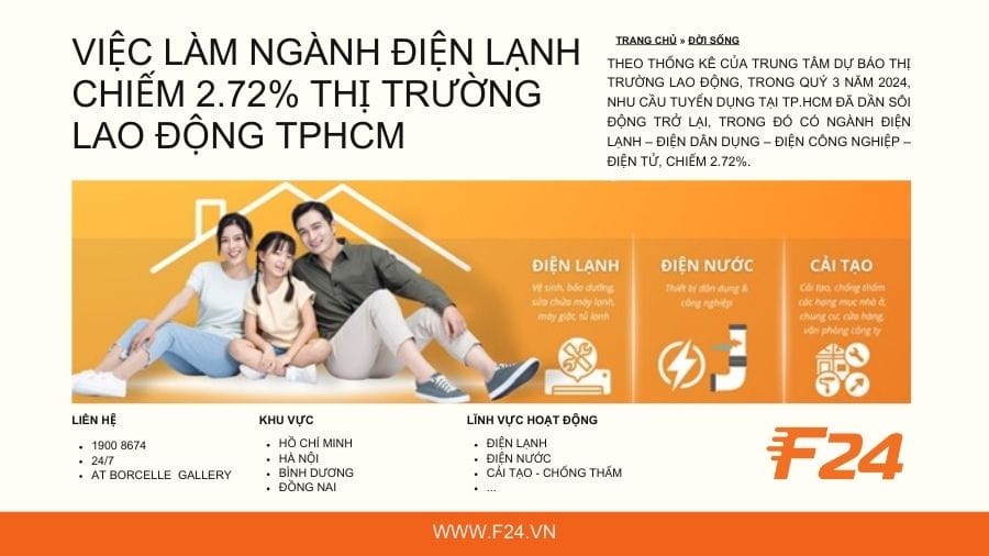 việc l&agrave;m điện lạnh f24