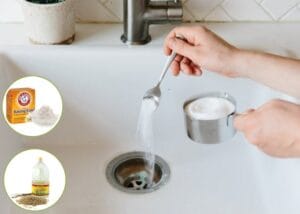 Dùng baking soda và giấm trắng