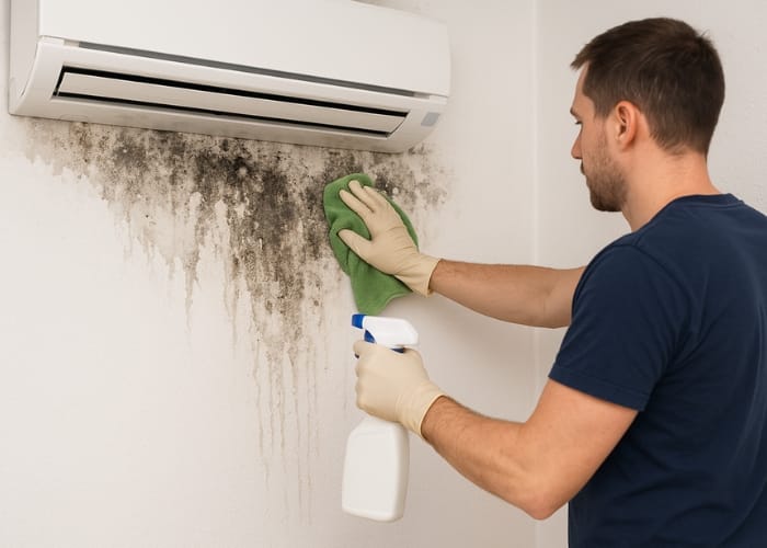  xử l&yacute; ẩm mốc do điều h&ograve;a chảy nước