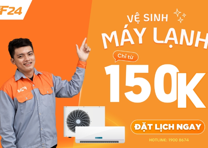 Vệ sinh máy lạnh tại F24 chỉ từ 150K Vệ sinh máy lạnh tại F24