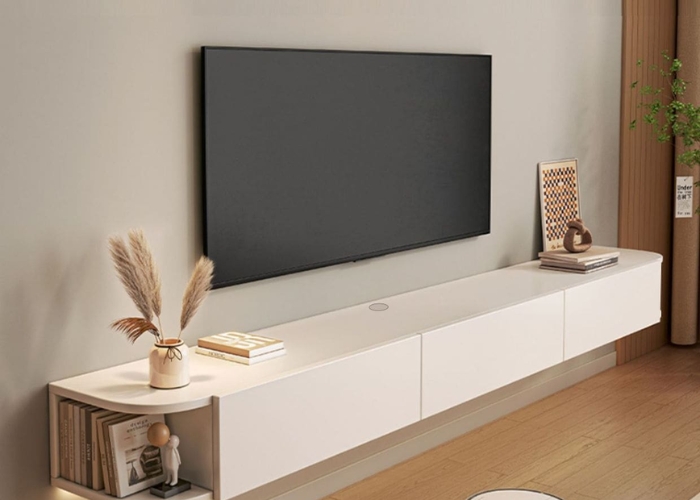 Tường TV đa chức năng giúp không gian phòng khách gọn gàng hơn Tường TV đa chức năng
