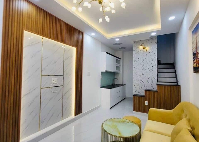 Ốơ tường bằng tấm PVC giả đá giúp không gian thêm sáng sủa Vật liệu ốp tường và sàn nhà