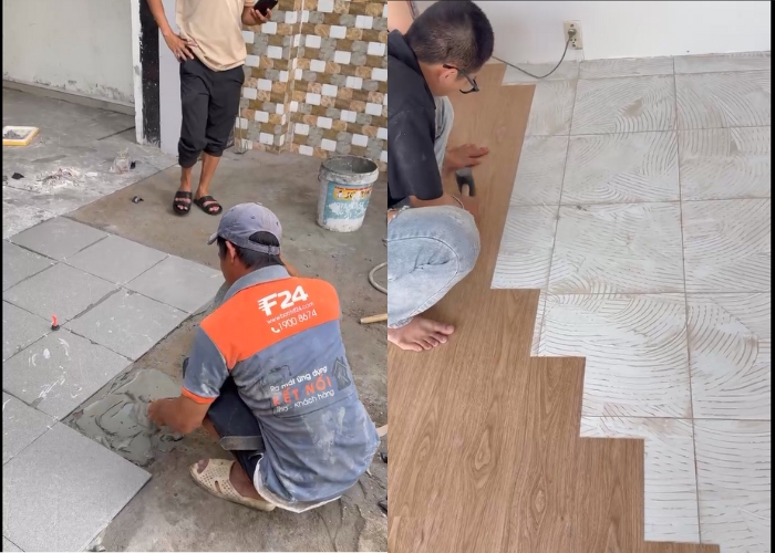 F24 Vietnam &ndash; Thi c&ocirc;ng l&aacute;t gạch nền nh&agrave; đẹp