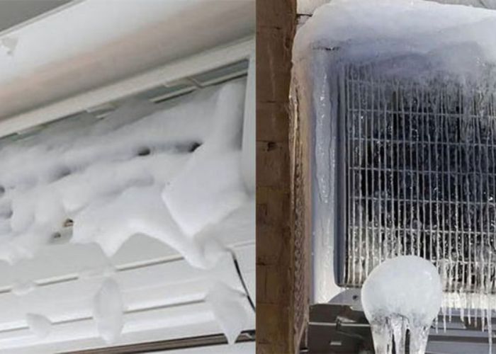 Máy lạnh bị bám tuyết Máy lạnh bám tuyết