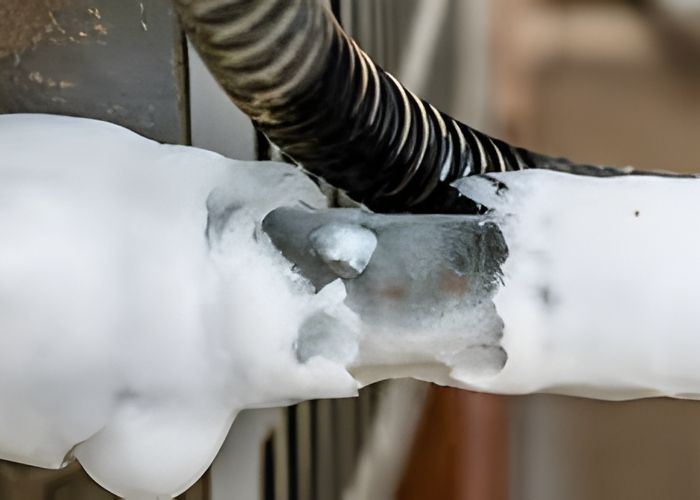 Ống đồng máy lạnh bị đóng tuyết Đóng tuyết ống đồng máy lạnh