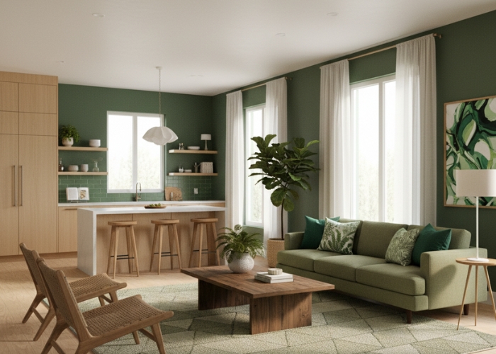 Màu tường xanh lá phù hợp với người mệnh Mộc Màu tường xanh lá phù hợp với người mệnh Mộc