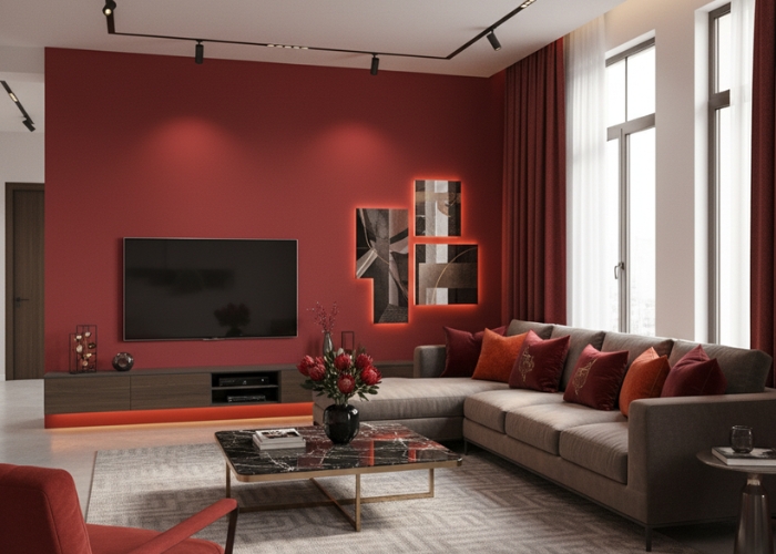Màu tường đỏ phù hợp với người mệnh Hỏa Màu tường đỏ phù hợp với người mệnh Hỏa