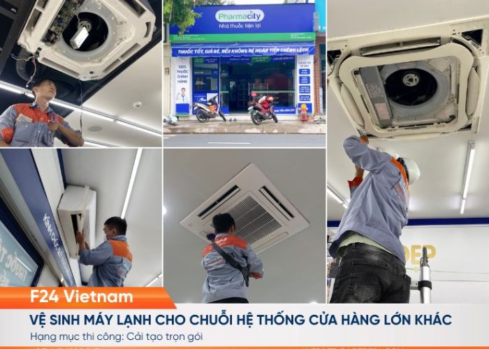Thợ F24 vệ sinh máy lạnh cho chuỗi cửa hàng tại TP.HCM Thợ F24 vệ sinh máy lạnh cho chuỗi cửa hàng tại TP.HCM