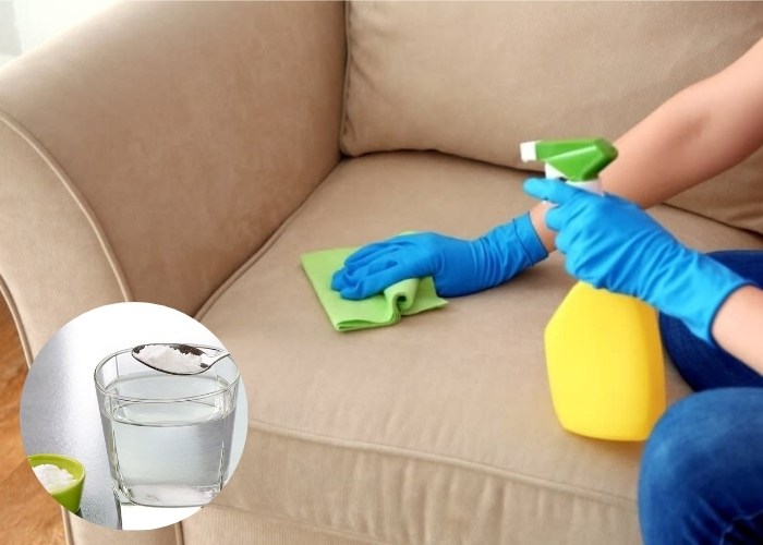 Pha baking soda với nước ấm để làm sạch các vết bẩn cứng đầu làm sạch các vết bẩn cứng đầu trên sofa