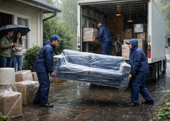 bất tiện khi chuyển nhà vào trời mưa