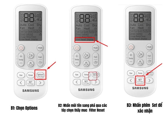C&agrave;i đặt lại Filter tr&ecirc;n remote m&aacute;y lạnh Samsung