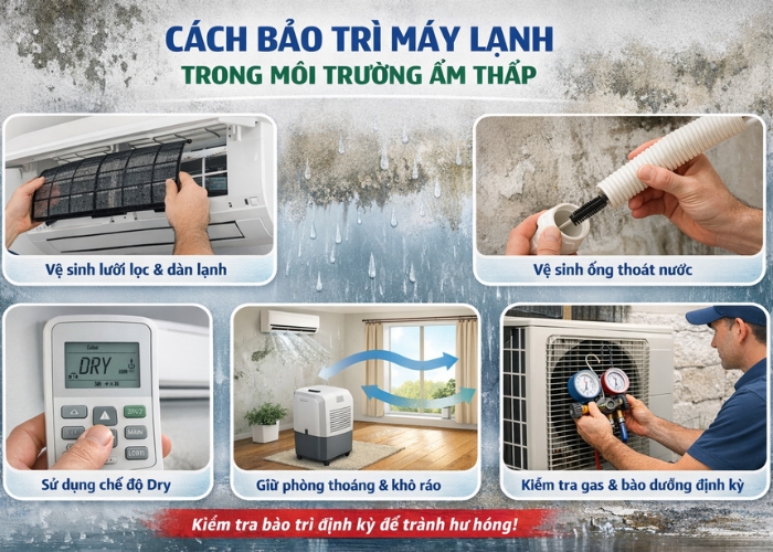 bảo trì máy lạnh trong môi trường ẩm thấp