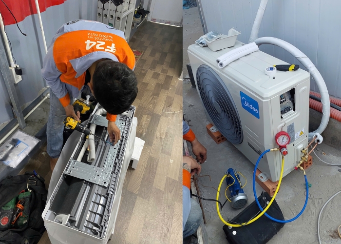 th&aacute;o lắp m&aacute;y lạnh Midea