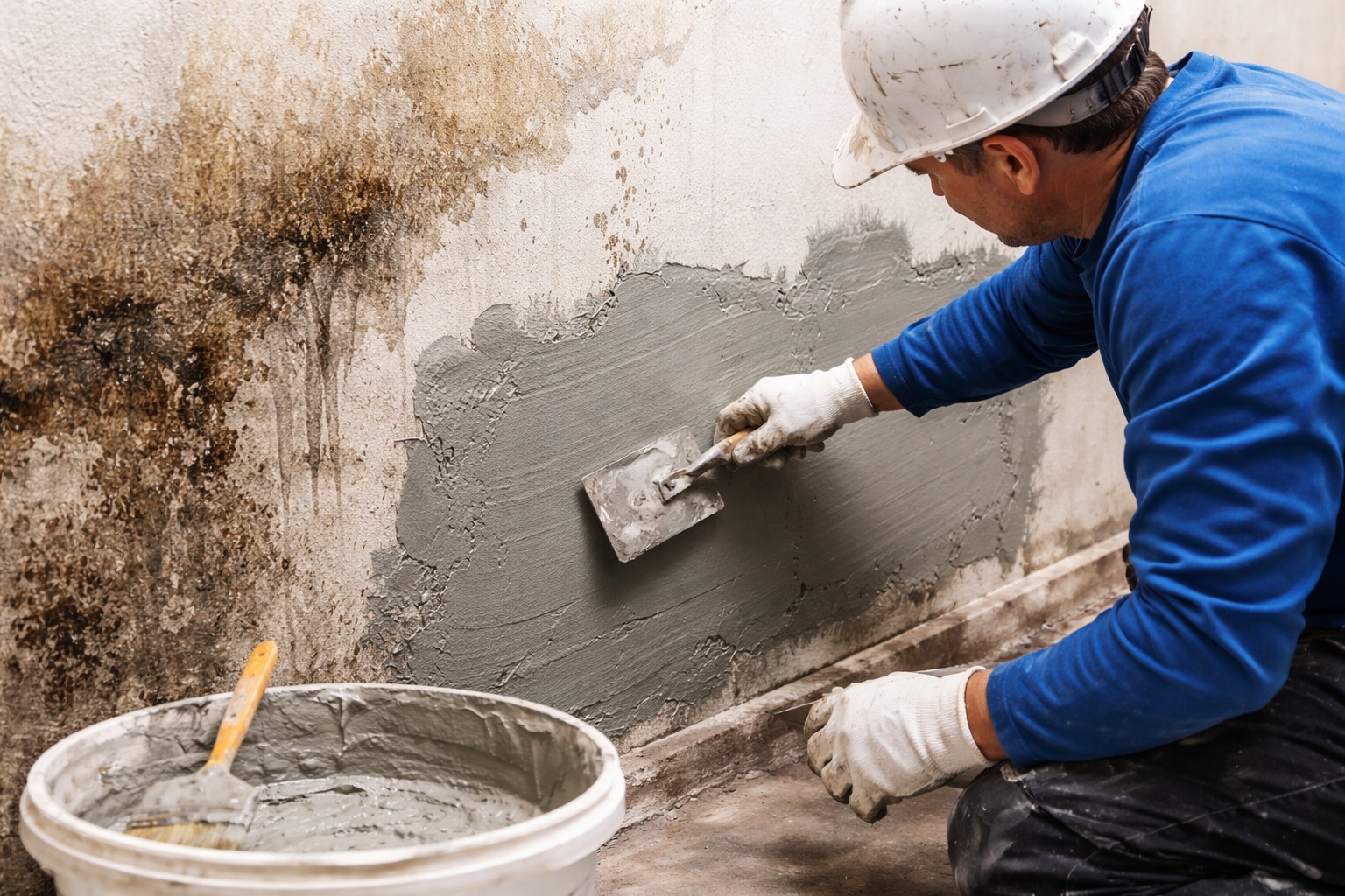 Bề mặt trần c&ograve;n ẩm l&agrave;m giảm hiệu quả chống thấm