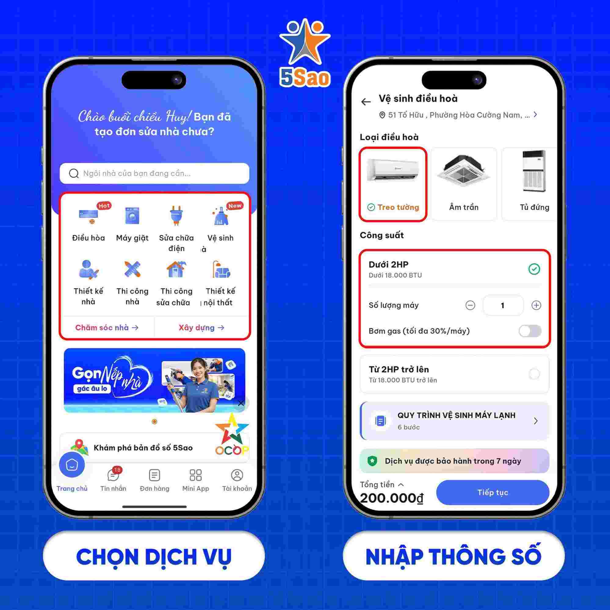 Chọn dịch vụ v&agrave; khai b&aacute;o th&ocirc;ng tin thiết bị
