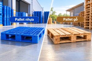 Pallet nhựa và pallet gỗ